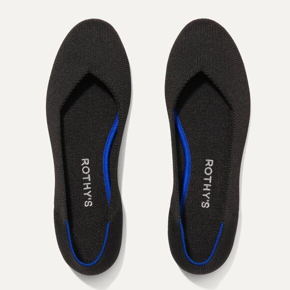 Rothy’s The Flat US 6.5 Black Knit Round Toe Ballet Flats Sustainable Minimalist - Picture 1 of 7